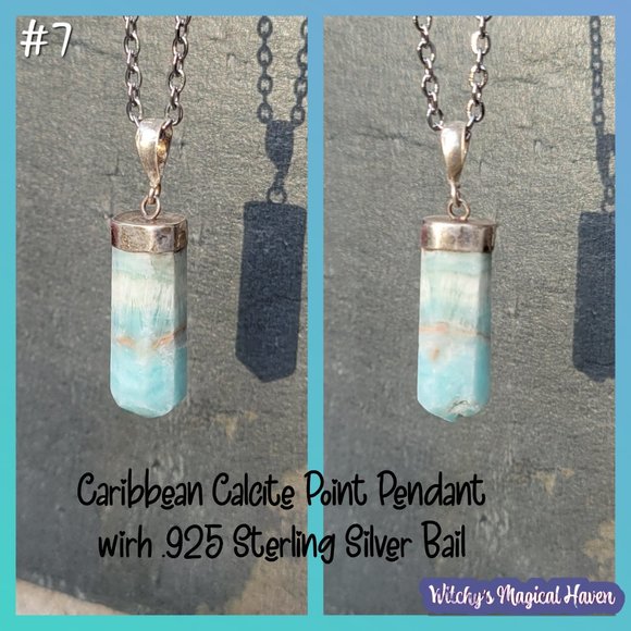 Caribbean Calcite Gemstone Sterling Silver Bail Pendants - Picture 9 of 12